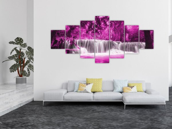 Obraz - Vodopád, fialový (210x100 cm)