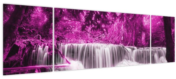 Obraz - Vodopád, fialový (170x50 cm)