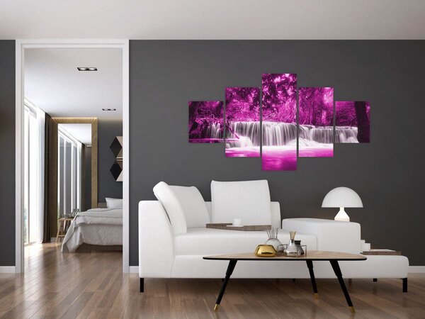 Obraz - Vodopád, fialový (125x70 cm)