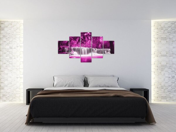 Obraz - Vodopád, fialový (125x70 cm)