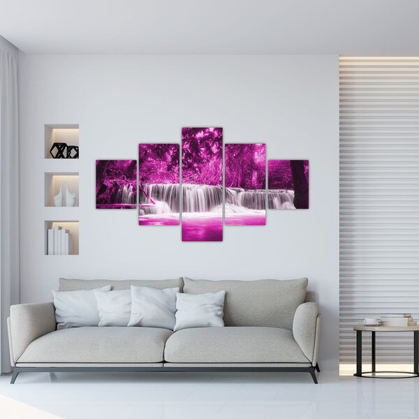 Obraz - Vodopád, fialový (125x70 cm)