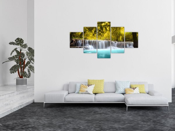 Obraz - Vodopád, s jasnými barvami (125x70 cm)