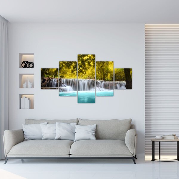 Obraz - Vodopád, s jasnými barvami (125x70 cm)