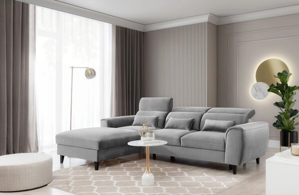 Elegantní rohová sedací souprava SUNNIVA - šedá, levý roh