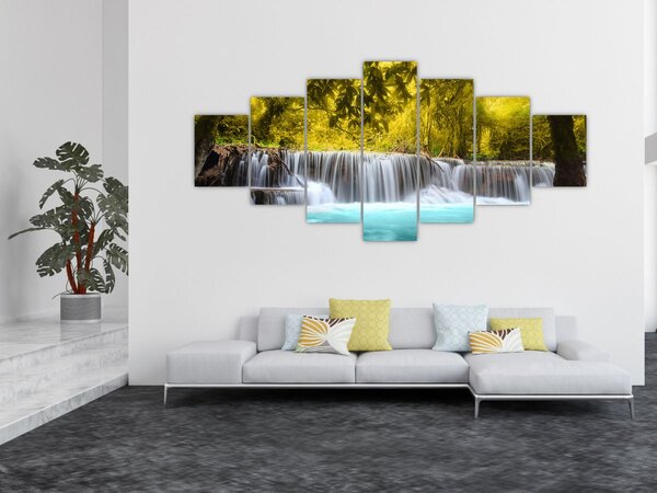 Obraz - Vodopád, s jasnými barvami (210x100 cm)