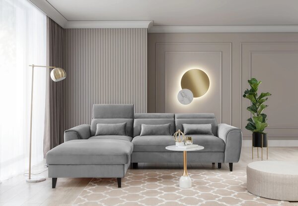 Elegantní rohová sedací souprava SUNNIVA - šedá, levý roh