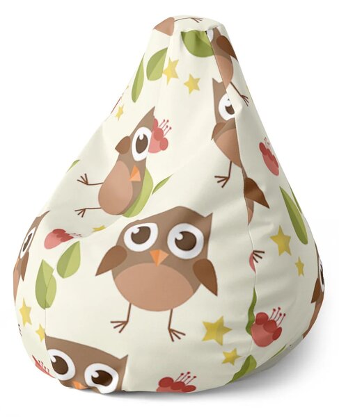 Sablio Sedací vak Pear Sovy - 70 x 95 x 15 cm