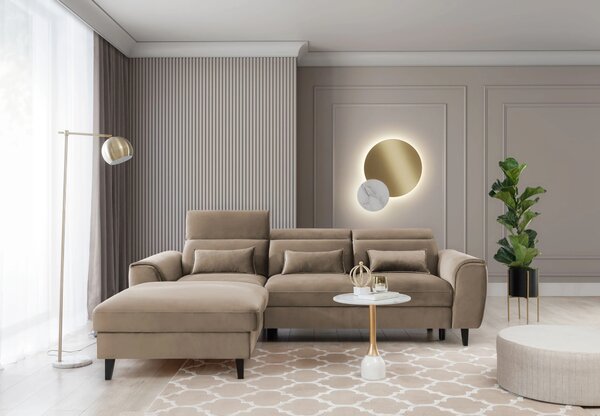 Elegantní rohová sedací souprava SUNNIVA - béžová, levý roh