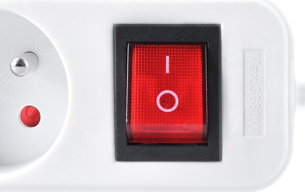 SOLIGHT Prodlužovací přívod 5m, 6 zásuvek, vypínač, 16A/3680W, PVC, bílý