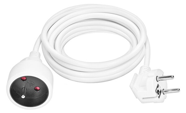 SOLIGHT Prodlužovací přívod 5m, 1 zásuvka, 16A/3680W, PVC, bílý