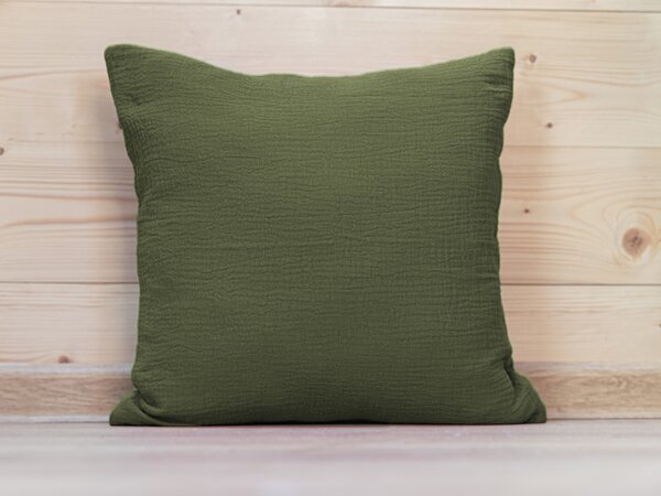 Biante Mušelínový povlak na polštář MSN-022 Tmavý olivově zelený 50 x 50 cm