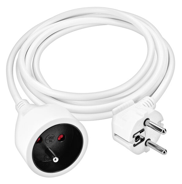 SOLIGHT Prodlužovací přívod 3m, 1 zásuvka, 16A/3680W, PVC, bílý