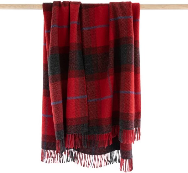 Deka Merino vlna / kašmír Red Check 180 x 136 cm John Hanly