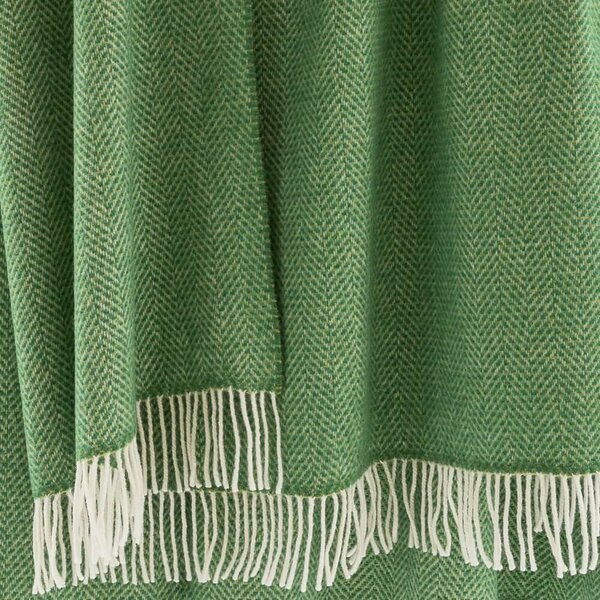 Deka Merino vlna / kašmír Green Herringbone 180 x 136 cm John Hanly