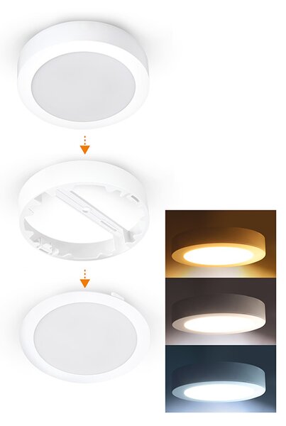SOLIGHT LED mini panel koupelnový 2v1, 3CCT, 18W, 1530lm, IP54, bílý