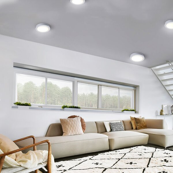 SOLIGHT LED mini panel koupelnový 2v1, 3CCT, 12W, 1020lm, IP54, stříbrný
