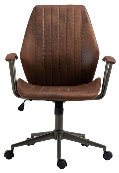 Kancelářská židle Nampa v industriálním stylu - koženka - Cognac antik
