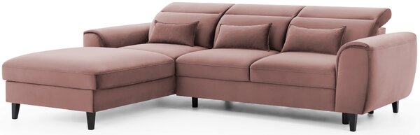 Elegantní rohová sedací souprava SUNNIVA - světle růžová, levý roh