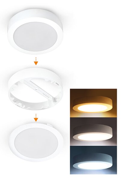SOLIGHT LED mini panel koupelnový 2v1, 3CCT, 24W, 2040lm, IP54, bílý