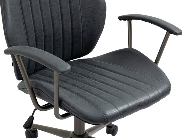 Kancelářská židle Nampa v industriálním stylu - koženka - Černá antik