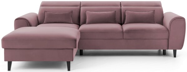 Elegantní rohová sedací souprava SUNNIVA - růžová, levý roh