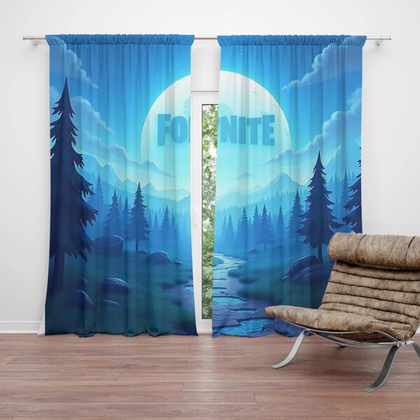 Sablio Závěs FORTNITE Modré údolí s měsícem: 2ks 140x250cm