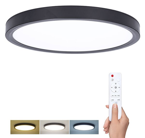 SOLIGHT LED osvětlení s dálkovým ovladačem Estela Black, 60W, 4500lm, 50cm, CCT
