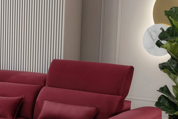 Elegantní rohová sedací souprava SUNNIVA - červená, levý roh