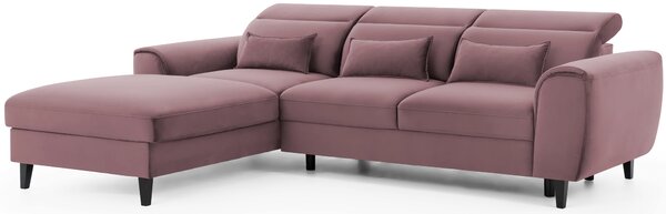 Elegantní rohová sedací souprava SUNNIVA - růžová, levý roh