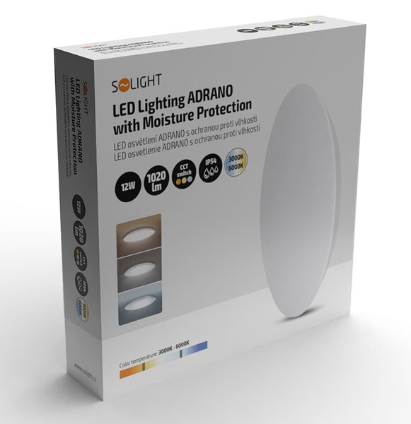 SOLIGHT LED osvětlení Adrano IP54, 12W, 1020lm, 3CCT, 23cm