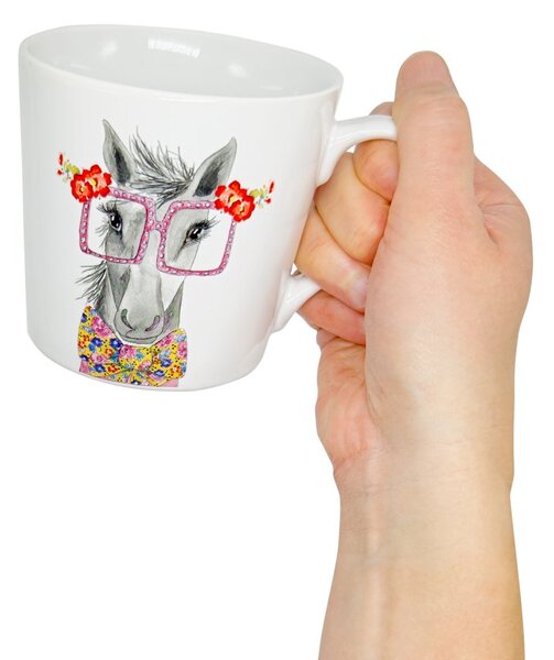 Porcelánový hrnek Kitchen Craft Kobylka Růženka, bílý, kobylka s brýlemi, Tipperleyhill, 380 ml