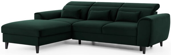 Elegantní rohová sedací souprava SUNNIVA - tmavě zelená, levý roh