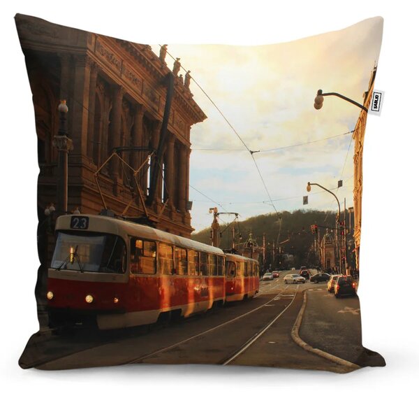Sablio Polštář Tramvaj v historickém městě - 40x40 cm