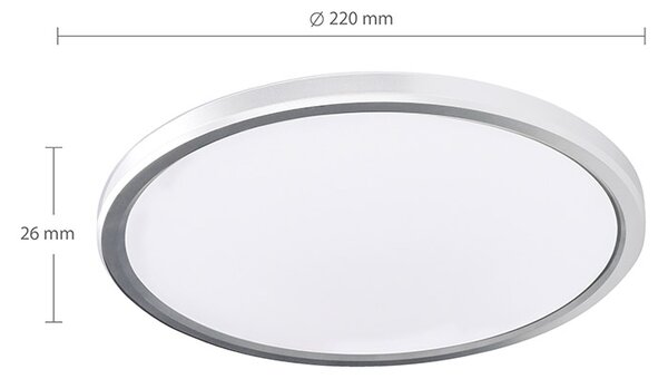 SOLIGHT LED osvětlení Acate IP54, 18W, 1620lm, 3CCT, 22cm, stříbrná