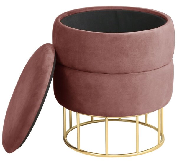 Ak furniture Taburet ELZA samet růžový