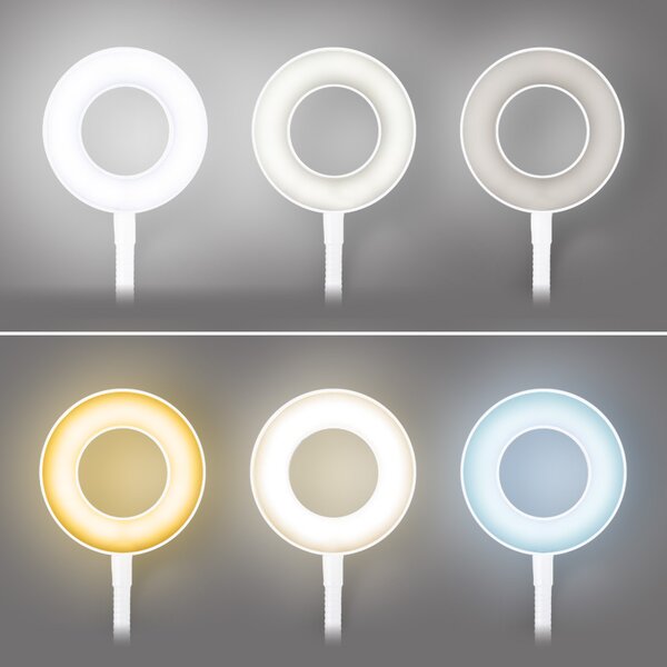 SOLIGHT LED stmívatelná stolní lampička s klipem, 300lm, nastavitelná teplota světla, USB, WO66-W