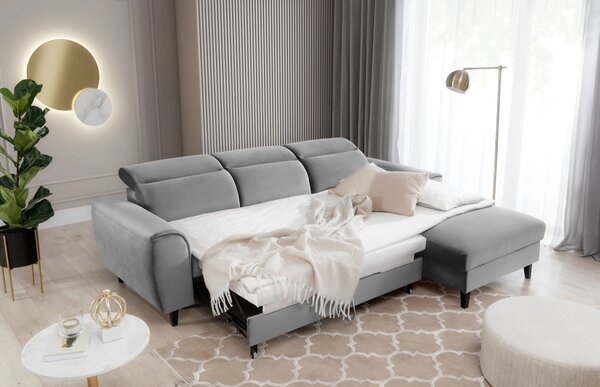 Elegantní rohová sedací souprava SUNNIVA - šedá, pravý roh