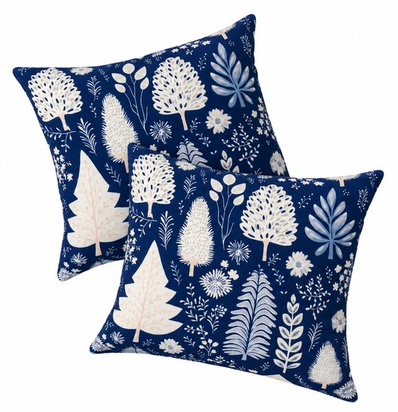 Sada 2 ks povlaků na polštář INDIGO BLOOM 45x45 cm