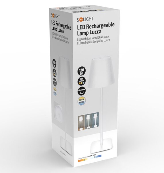 SOLIGHT LED nabíjecí lampička Lucca, 120lm, změna CCT, stmívání, bílá