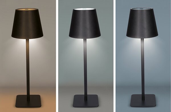 SOLIGHT LED nabíjecí lampička Lucca, 120lm, změna CCT, stmívání, černá