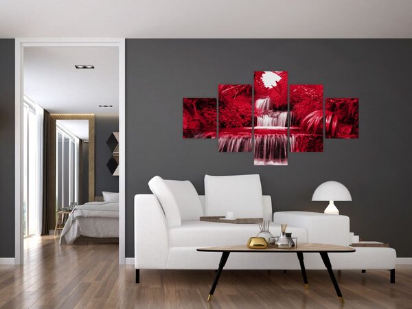 Obraz - Indonéské vodopády v červené (125x70 cm)