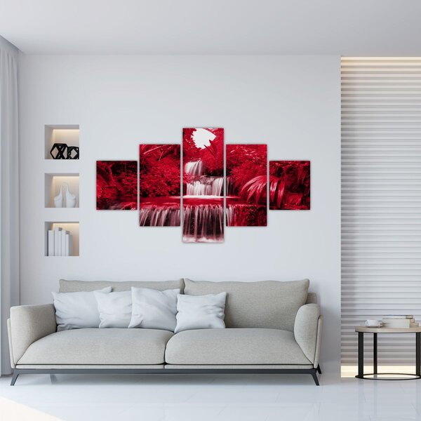 Obraz - Indonéské vodopády v červené (125x70 cm)