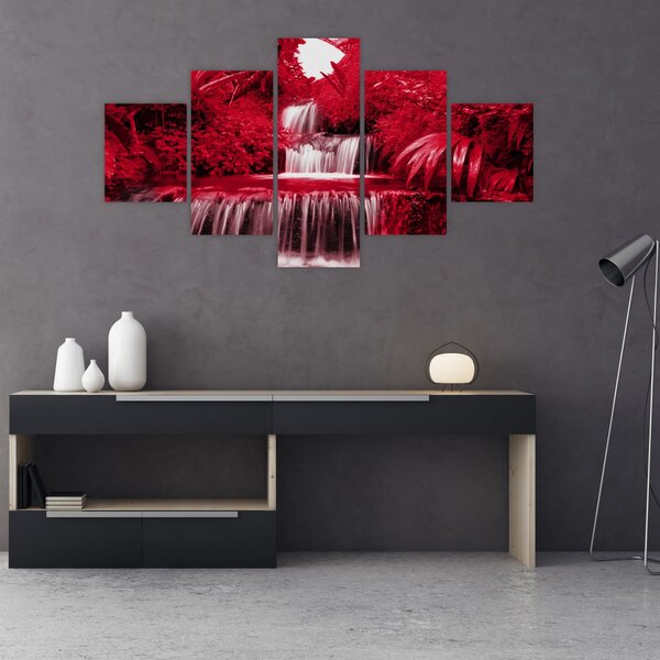 Obraz - Indonéské vodopády v červené (125x70 cm)