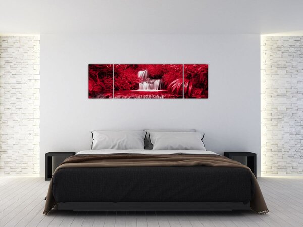 Obraz - Indonéské vodopády v červené (170x50 cm)