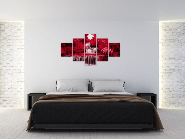 Obraz - Indonéské vodopády v červené (125x70 cm)
