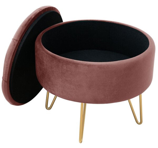 Ak furniture Taburet ROCA samet růžový