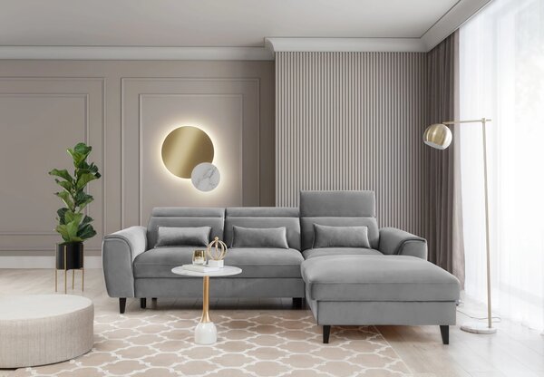 Elegantní rohová sedací souprava SUNNIVA - šedá, pravý roh