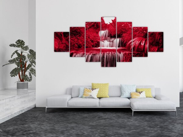 Obraz - Indonéské vodopády v červené (210x100 cm)