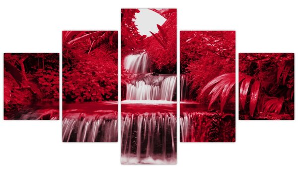Obraz - Indonéské vodopády v červené (125x70 cm)