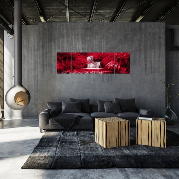 Obraz - Indonéské vodopády v červené (170x50 cm)